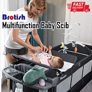 Brotish Baby Bedside Crib Foldable Bed with Mosquito Netting Diaper Changing Table Mattress