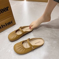 รองเท้าแตะผู้หญิงหุ้มครึ่งอันทันสมัยรองเท้าส้นแบน