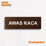 Beware of Glass Sign Board Wooden UV Print Signage Shop Marker Label Board Wall Label Sticker