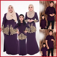 🌹SET FAMILY PURPLE🌹Sedondon Ibu Ayah Anak Baju Kurung Baju Melayu Kurta Jubah Set Keluarga Baju Raya