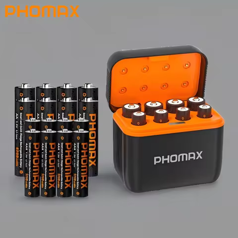 PHOMAX 8PCS Quick Charging Charger Set Rechargeable AA Lithium Batteries 1.5v AAA Battery with Lithi