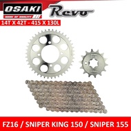 FZ16, FZi, Sniper 150 / Sniper 155 Osaki Revo Chain & Sprocket Set [Made Thailand]