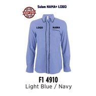 BAJU KORPORATE PEREMPUAN BIRU MUDA LENGAN PANJANG F1 4910 JENAMA OREN SPORT