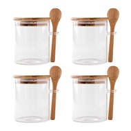 4 Pack Overnight Oats Glass Containers with Lids and Spoons Glass Jars with Spoons and Lids for Loos