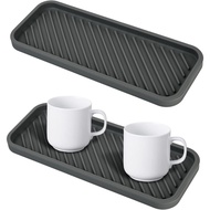 2-pack Silicone Sink Organizer Tray,Multi-functional Draining Mat for Dinning Table,Bathroom,Makeup,