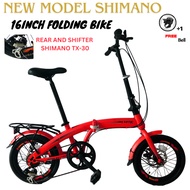 Basikal Lipat 16inci Folding Bike With Rear Carrier Easy Foldable Dewasa/Budak/Lelaki/Perempuan Folding Bike Exotic Shim