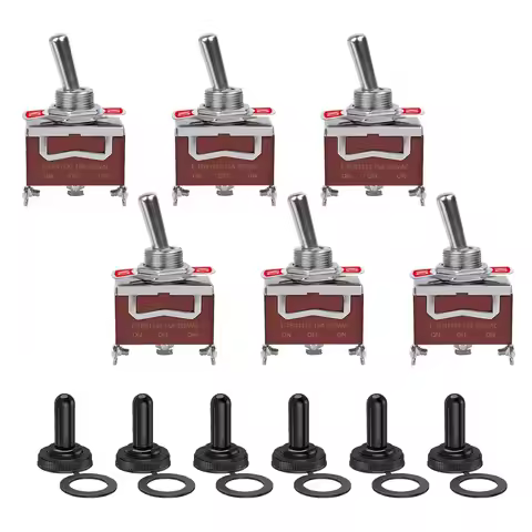 6 Pack Toggle Switch, 3 Pin 12V DC 30A/250V AC 15A, Heavy Duty SPDT ON Off ON Switch, Marine Waterpr