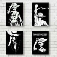 Poster One Piece Monkey D Luffy Hitam Putih (Black-White) Edition Ukuran A4 HD