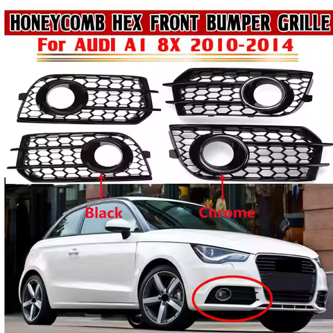 2x Honeycomb Mesh Fog Light Lamp Cover Fog Light Grille For Audi A1 8X 2010-2014 Front Bumper Grille