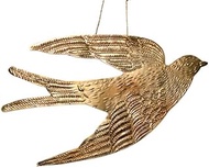 Ex Voto Large Swallow Symbolizes Freedom and Happy Om. Handmade, Brass, Antique Patina, Dimensions: 
