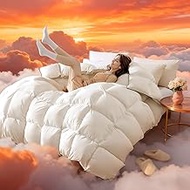 Luxury Winter King Down Comforter - 75% White Goose Down & 25% Feather Fill, RDS & Oeko-TEX Certifie