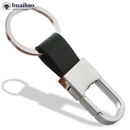 HUAIHAO 1Pc Metal Men Leather Car Keychain Key Ring Cover Chain Car Accessories H5O1
