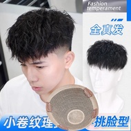 ผมปลอมแบบถาวร100% เส้นผมมนุษย์เสื้อผ้าไหมสำหรับผู้ชายแฟชั่นสไตล์หล่อผมปลอมตาข่ายระบายอากาศแฮร์พีซติด