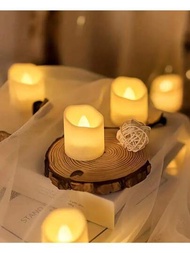 6 件婚禮白色電子蠟燭暖光電池供電無焰 Led 燭光裝飾適合節日、酒吧、求婚、派對、家庭聚會、卡拉 Ok、咖啡館、室內和室外