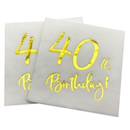 10Pcs Gold 18th 30th 40th 50th 60th Birthday Napkins Adult Birthday Party 30 40 Year Anniversary Tab