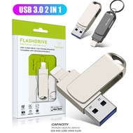 OTG Usb 3.0 Flash Drive 32GB 64GB 128GB 256GB 512GB 1TB for iPhone with 2 in 1 USB-A to lightnin int