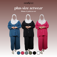 4911Amoree 36-52 Exclusive Kemeja Plus Size Set Seluar Ironless Sujuk / Kain Pasang Muslimah Pallazo Baju