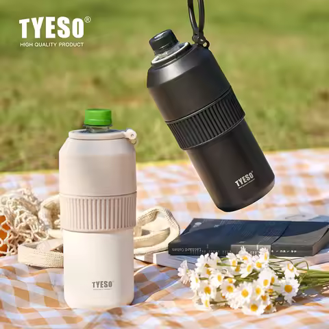 TYESO Vacuum Insulated Bottle Cooler Suitable for Wine Bottles Coffee Stainless Steel Outdoor Portab