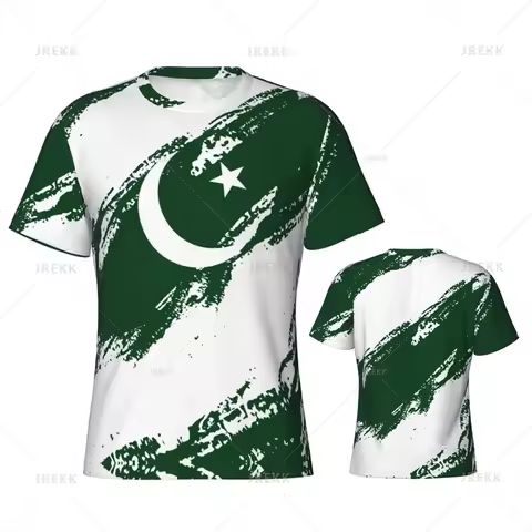 3D Printed Pakistan Flag T Shirt For Men Pakistan's Coat Of Arms Graphic T-Shirts Summer Casual Shor