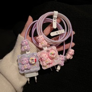 20W Care Bear Pink Purple ️Cartoon Charging Cable Decoration Set Charger Case 35W 18W