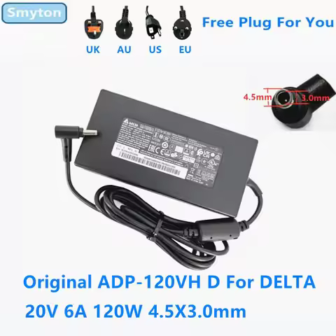 Original AC Adapter Charger For DELTA 20V 6A 120W 4.5x3.0mm ADP-120VH D MSI MS-16R5 CF63 Laptop Powe