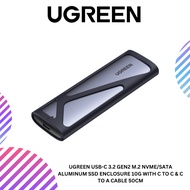 UGREEN USB-C 3.2 GEN2 M.2 NVME/SATA ALUMINUM SSD ENCLOSURE 10G WITH C TO C & C TO A CABLE 50CM