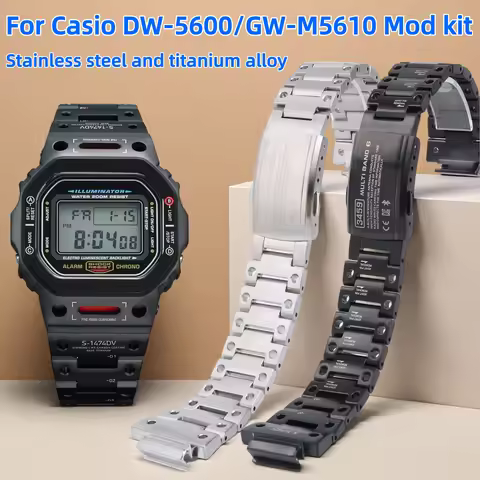 DW5600 Mod kit metal case+band For Casio GW-B5600 GMW-5610 DW-5600 | Stainless steel | Titanium Allo