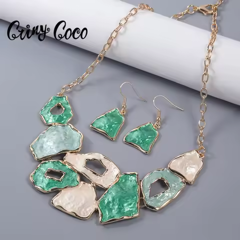Cring Coco New in Necklace Geometry Chokers Colorful Large Elegant Trendy Collar Chains Women Fashio