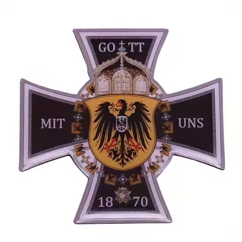 2pcs German Kaiser Wilhelm I Battle Flag Pin Badge Prussian 1870 Cross Military Emblem Vintage Decor