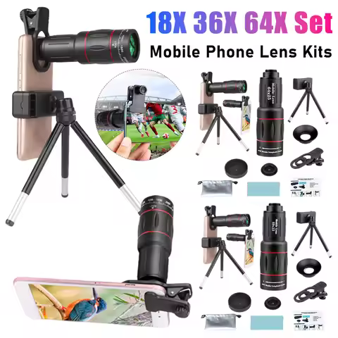 18X 36X 64X Phone Camera Lens Universal Smartphone Zoom Monocular Telescope Phone Camera Telephoto L