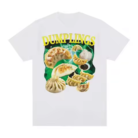 Funny Food Dumpling Crab Rangoon Meme Women Fashion 90s Vintage Homage T-shirts Casual Crewneck Shor