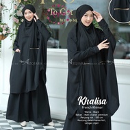 setelan gamis muslim cadar bandana khalisa french khimar busui ori - hitam