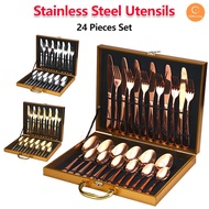 ✅SG Ready Stocks✅ JOMO Cutlery Set 24 pieces Stainless Steel Fork Spoon Knife Tea Spoon Gift Set Ute
