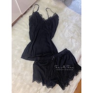 Bộ Ngủ Hai Dây Thun Tăm Phối Viền Ren gợi cảm chất liệu mềm mịn co giãn 4 chiều Free Size 40 - 58 kg