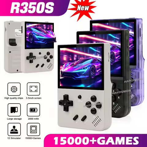 64G R350S Retro Handheld Video Game Player Console 15000+ Classic Games 3.5'' IPS Screen 2000mAh Por