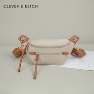 Clever & ketch กระเป๋าคาดเอวแฟชั่นแมทช์ลุคง่ายสำหรับผู้หญิงกระเป๋าสะพายไหล่สะพายข้างผ้าอ๊อกฟอร์ดแบบใ