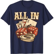 Adult T-Shirt All In Card Game Playing Cards Poker Player Gambling Casino T-Shirt Fashion Tops for B