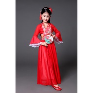 Traditional Chinese Hanfu Ancient Costume Girls Stage Dance Performance Dress Woman Folk Fairy Outfits Tangsuit for Kids