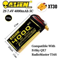 Alienmodel 2S 7.4V 4000mAh LiPo – XT30 Plug 5C For FrSky QX7 / Radiomaster TX16S AL4000/5-2S