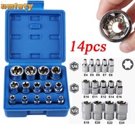 UMISTY 14PCS/Set Wrench Head Star Socket Set, External Hex 1/4" 3/8" 1/2" Hexagon Socket Nut Socket,