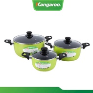 Bộ nồi nhôm 3 cái nắp kính Kangaroo KG993MX