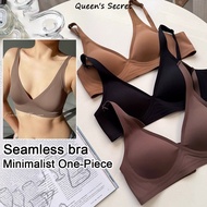 [Queen Secret] Invisible Deep-V Bra | Women One-Piece Seamless Bra, Wireless & Gentle Push-Up for Sm