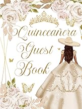 Quinceanera Guest Book Hardcover White Ivory Floral Tan Princess Champagne Dress Charro: Mis Quince 