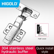 HIGOLD 304 Stainless Steel Cabinet Hinge Quick Release Soft Close Cabinet Door Hinge Full Overlay/Half Cover/Frameless Conceal Cupboard Hinge Automatic Hydraulic Da