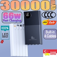 [SG Stock]30000mah large capacity charger portable powerbank 66w fast charging power bank with cable