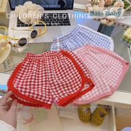 Children's Shorts Girls' Casual Pants Plaid Cut-Out Legs Size 80-120 cm DK05