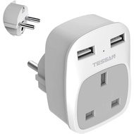 [3890] TESSAN UK to European Travel Adapter with 2 USB Ports (Type E/F)