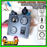 dashboarad add on panel Saklar 12v 24v universal sakelar switch lampu LED dashboard panel volt meter