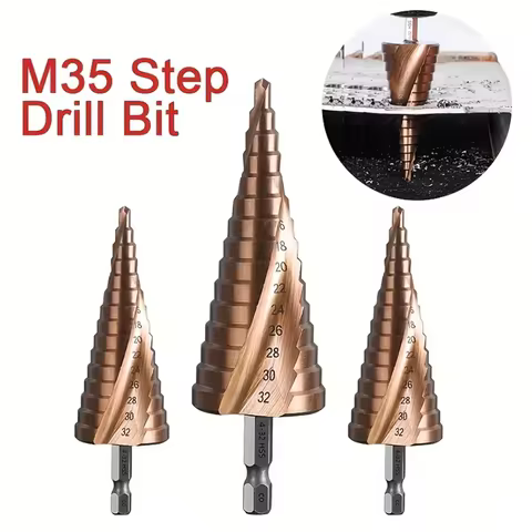 4-12/4-20/4-32mm M35 Cobalt Step Drill Bit Tapered HSS-CO HSS Drill Bit Spiral Groove Triangle Shank