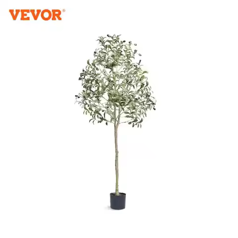 SucceBuy Artificial Olive Tree 4/5/6FT Tall Faux Plant Secure PE Material Anti-Tip Tilt Protection L